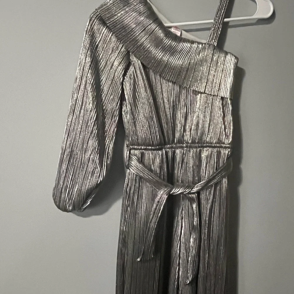 Justice Metallic Silver Jumpsuit